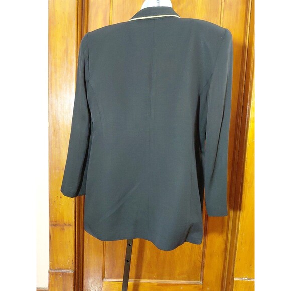 Vintage Solini Women’s Jacket Blazer Sz14 Black Metal Gold Zippers Lined - Picture 9 of 10